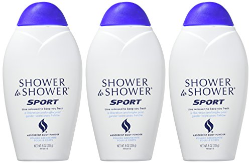 Shower To Shower powder applied to skin to reduce friction after a shower