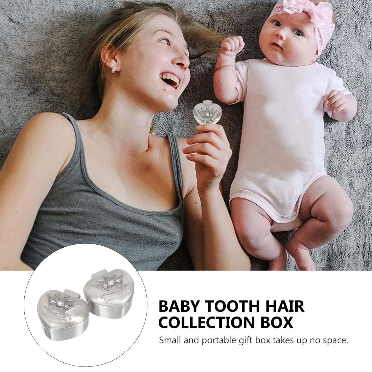 SHOWERORO Love Crown Box open top view shows easy access to keepsakes.