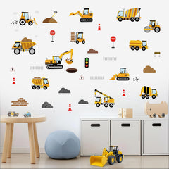 SHUCHING construction vehicle wall decal pack adds playful character to kids' rooms and play areas.