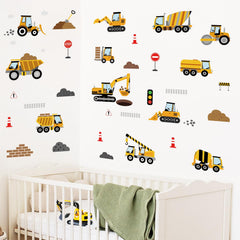 SHUCHING construction vehicle wall sticker showcases detailed designs for imaginative nursery decor.