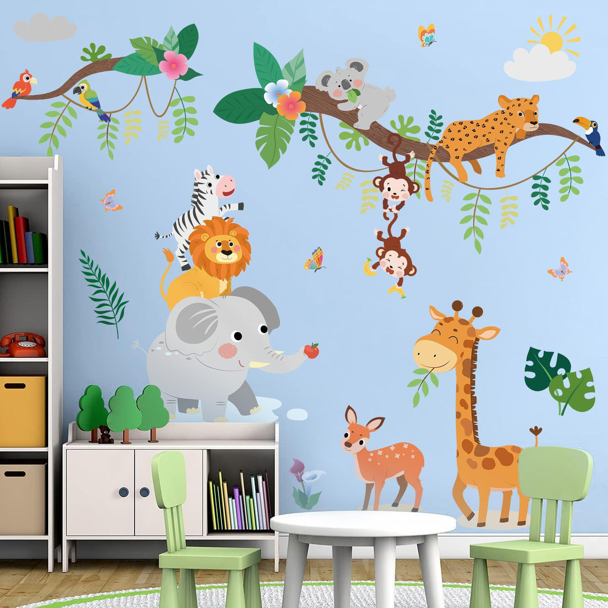 SHUCHING elephant on branch wall decal for nursery—creativity and whimsy in a kids room.