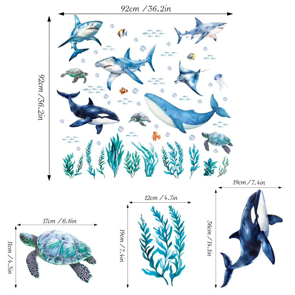 SHUCHING Ocean Assembly-ready wall decal set allows flexible room layout.
