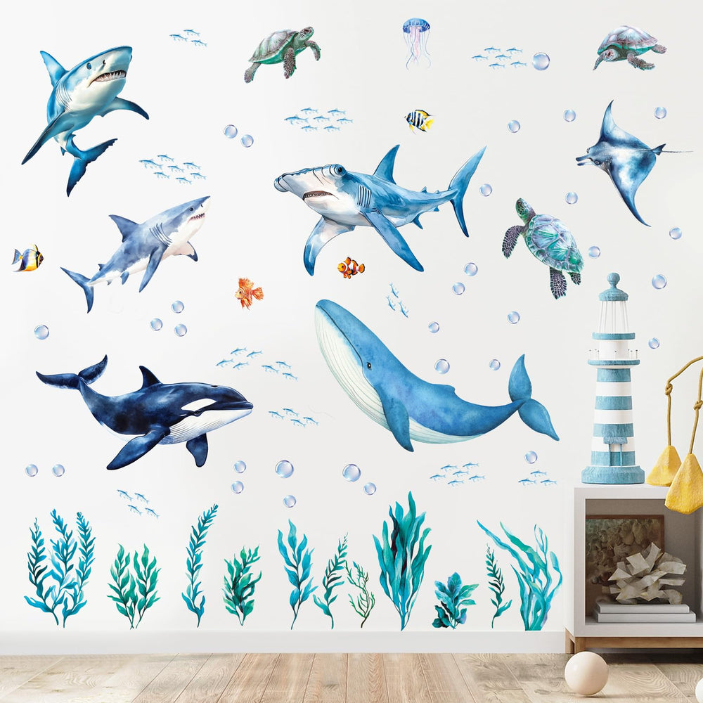 SHUCHING Ocean Playroom wall decal sparks imagination with friendly sea motifs.