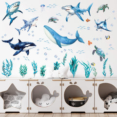 SHUCHING Ocean Sea Turtle wall decal brings friendly sea creature charm to bedroom.
