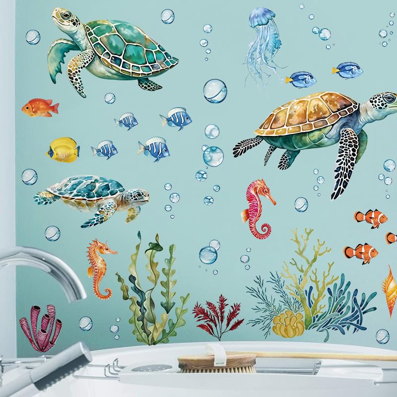 SHUCHING sea turtle wall sticker enhances nursery decor with easy removal.