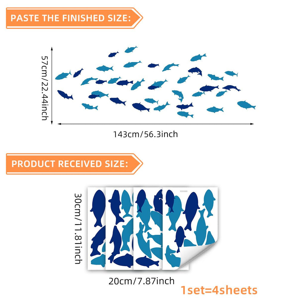SHUCHING Under The Sea fish decal sheet 3 with cheerful sea creatures for playrooms