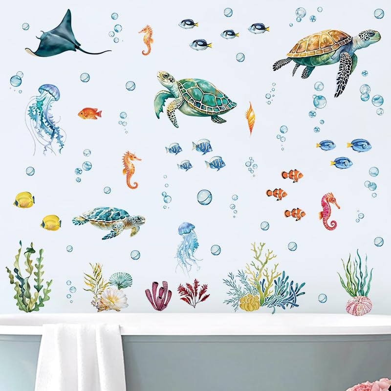 SHUCHING under-the-sea wall decal brightens kids' room with non-toxic vinyl.