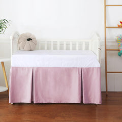 Shunjie.Home pink solid crib skirt, 52x28, conceals under-bed storage.