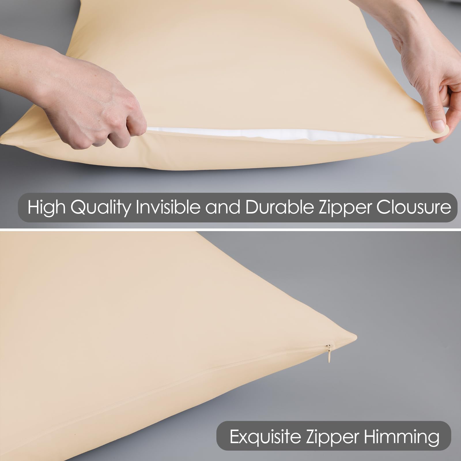 Shunjie.Home zippered edge detail for secure pillow protection.