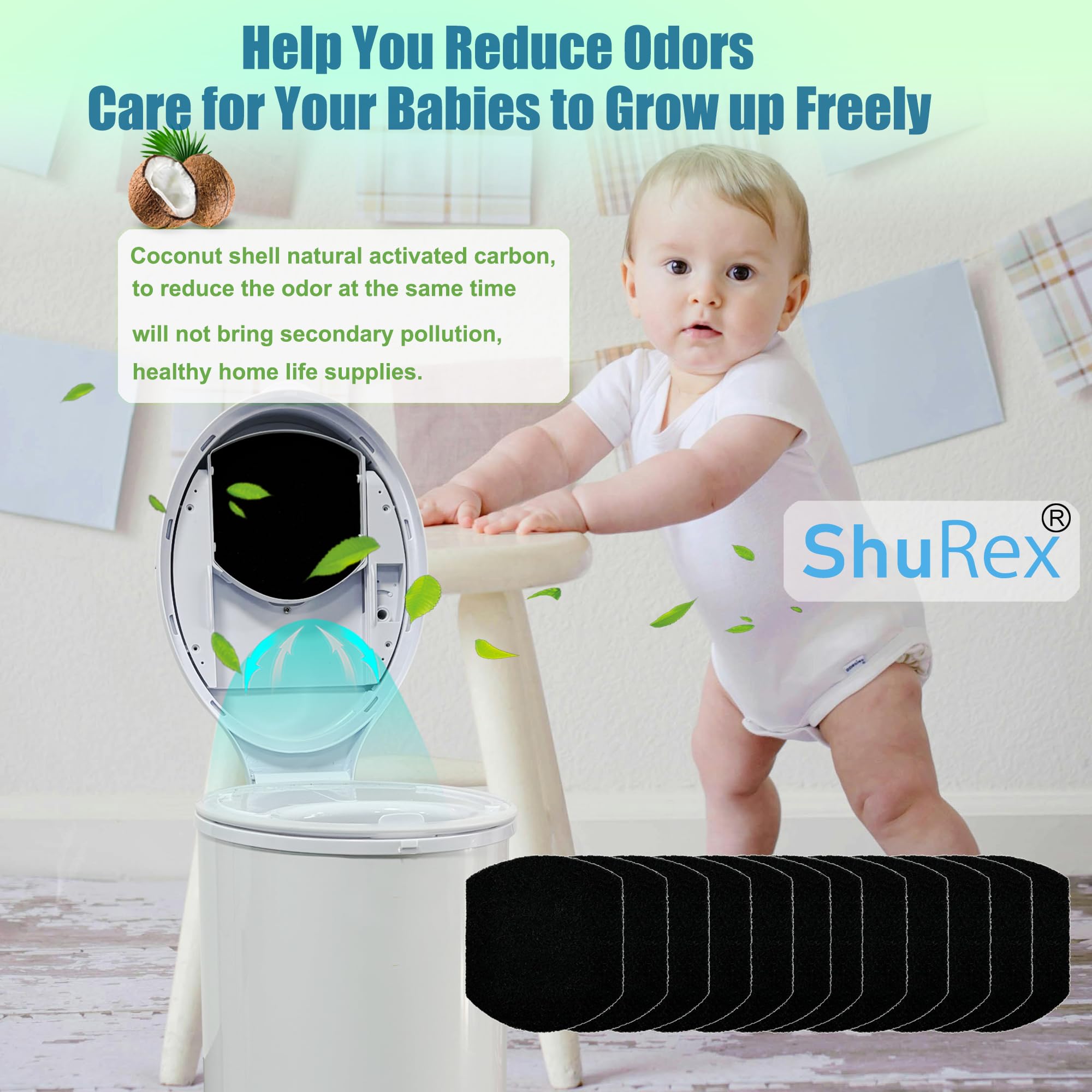 Keeps nursery smelling fresh and clean between diaper changes.