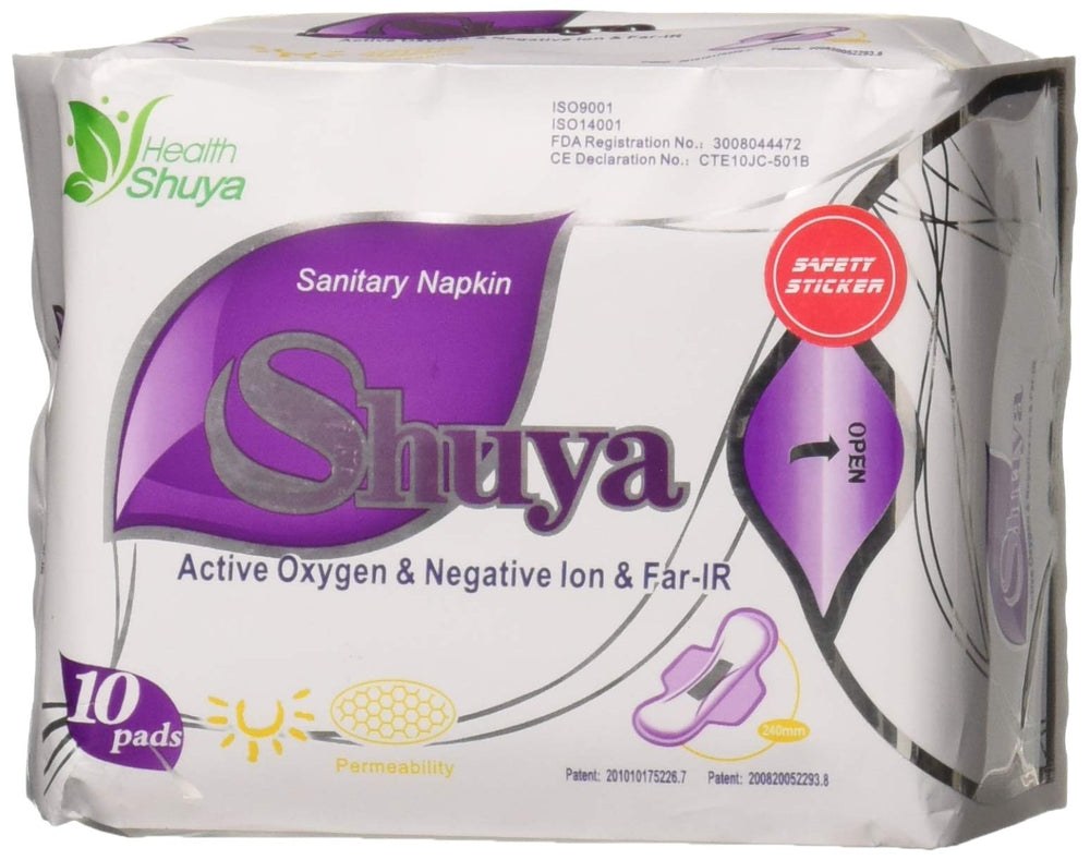 SHUYA regular pad in aluminum foil packaging protects against moisture for travel.