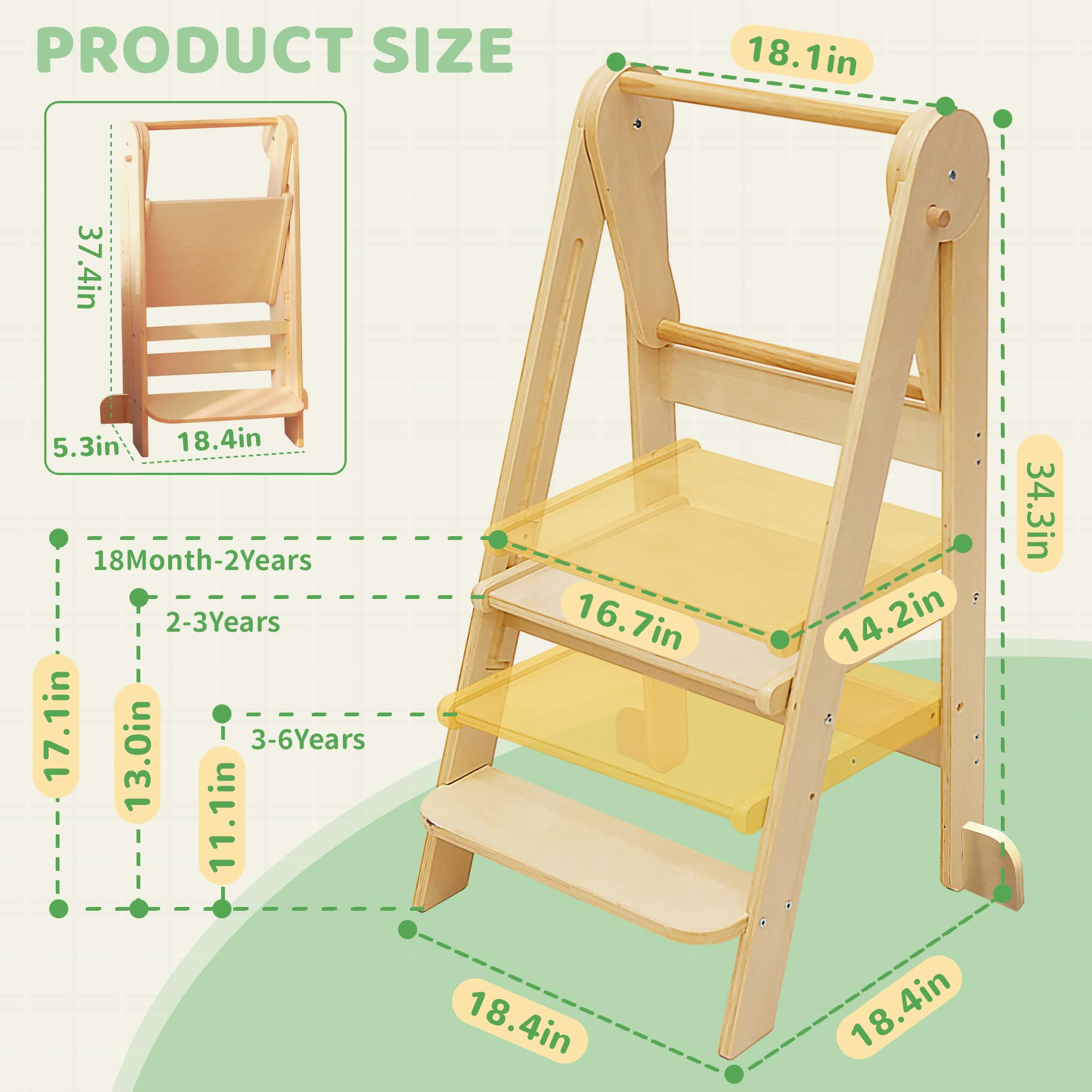 SHWWQUE three-height toddler tower adapts to growing kids.