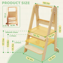 SHWWQUE three-height toddler tower adapts to growing kids.