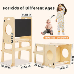 SHWWQUE chalkboard surface on toddler stool boosts creative play