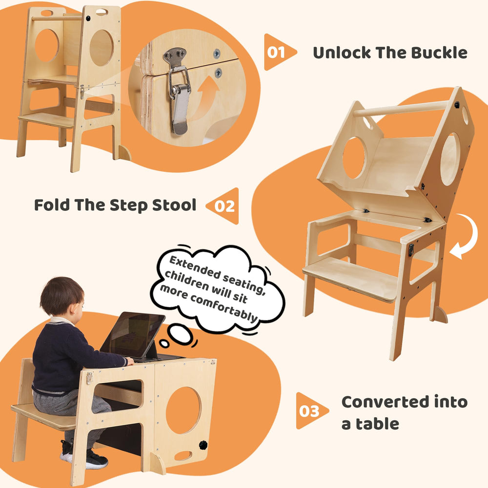 SHWWQUE tower features safety rails and wide base for steadiness