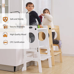 SHWWQUE Toddler Tower folded for compact storage and easy transport