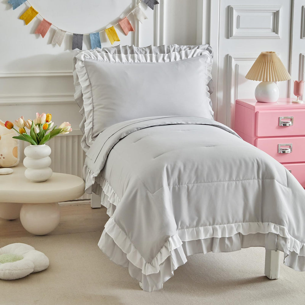Shxime pillowcase with white ruffle fringe adds playful style to bedtime