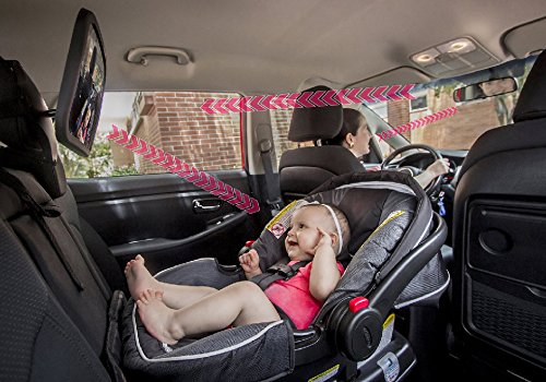 Shynerk Baby Car Mirror showing 360-degree pivot for adjusting from driver’s seat.
