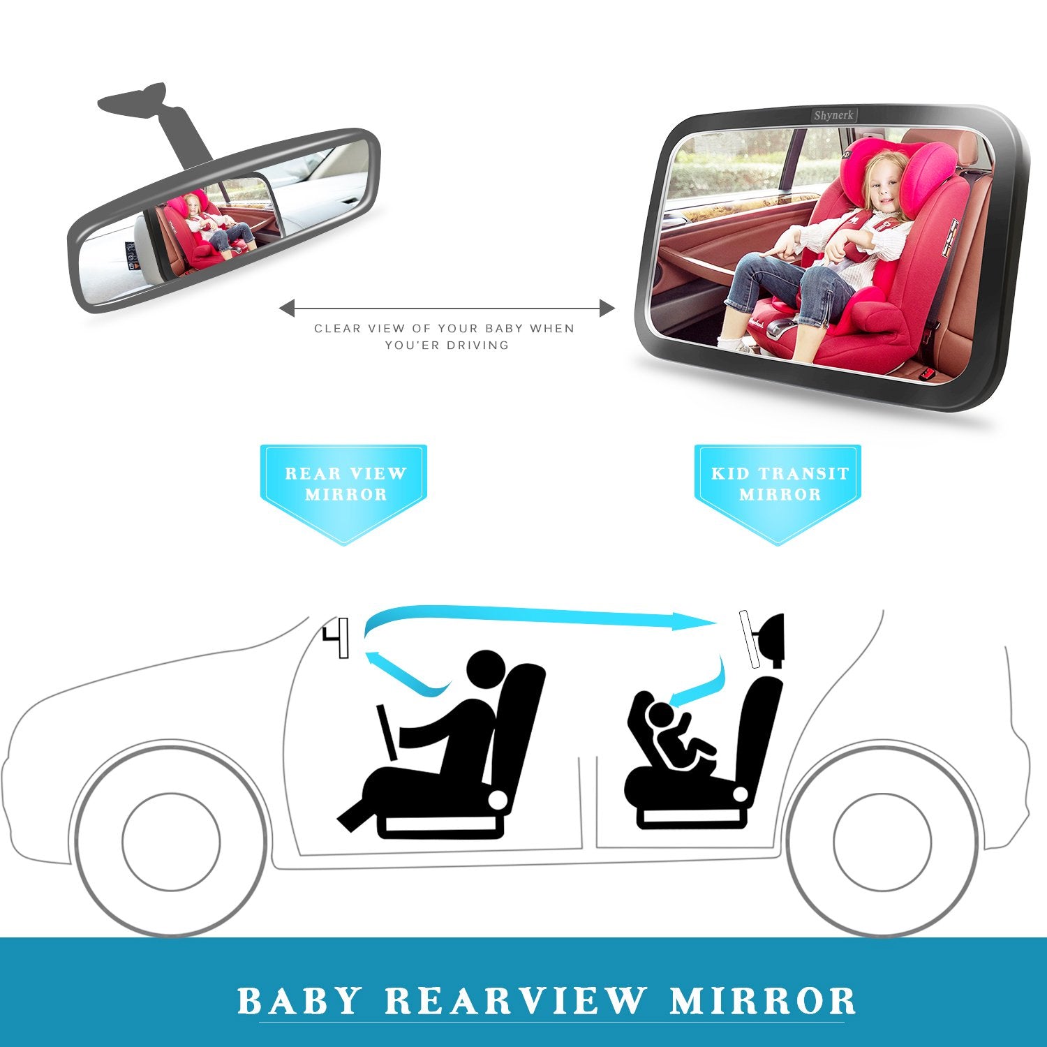 Shynerk Baby Car Mirror shatterproof acrylic glass for durable use