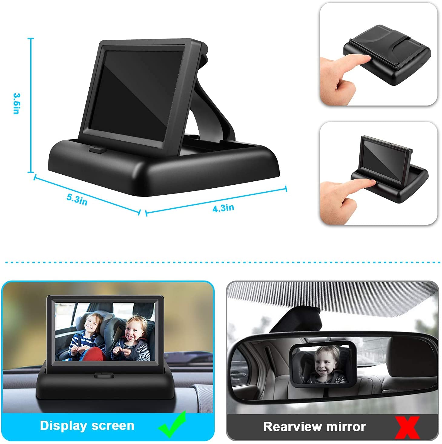 Shynerk Baby car mirror stability design keeps a steady view on the road.