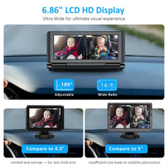Shynerk Baby Car Monitor 686-inch display provides a larger, easier-to-see screen.
