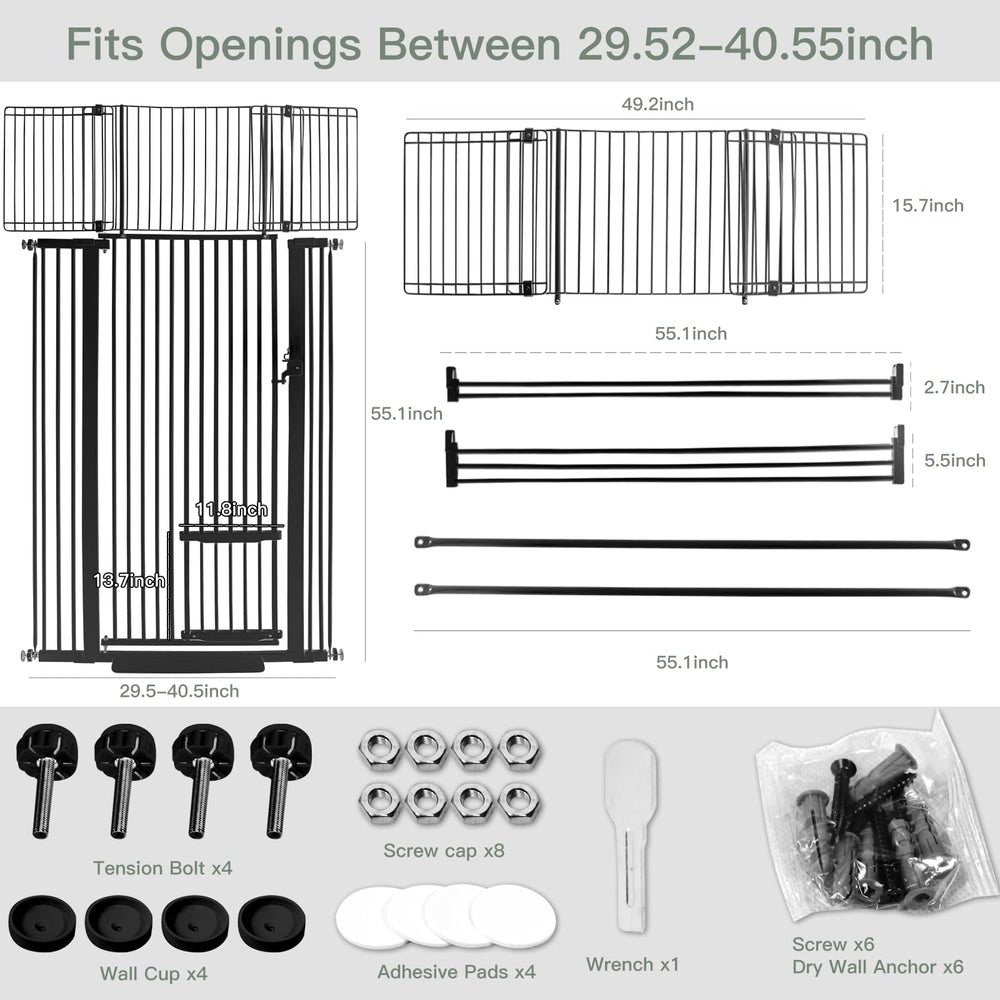 SHYUJAJIE adjustable width gate fits doorways from 29.55 to 40.55 inches.