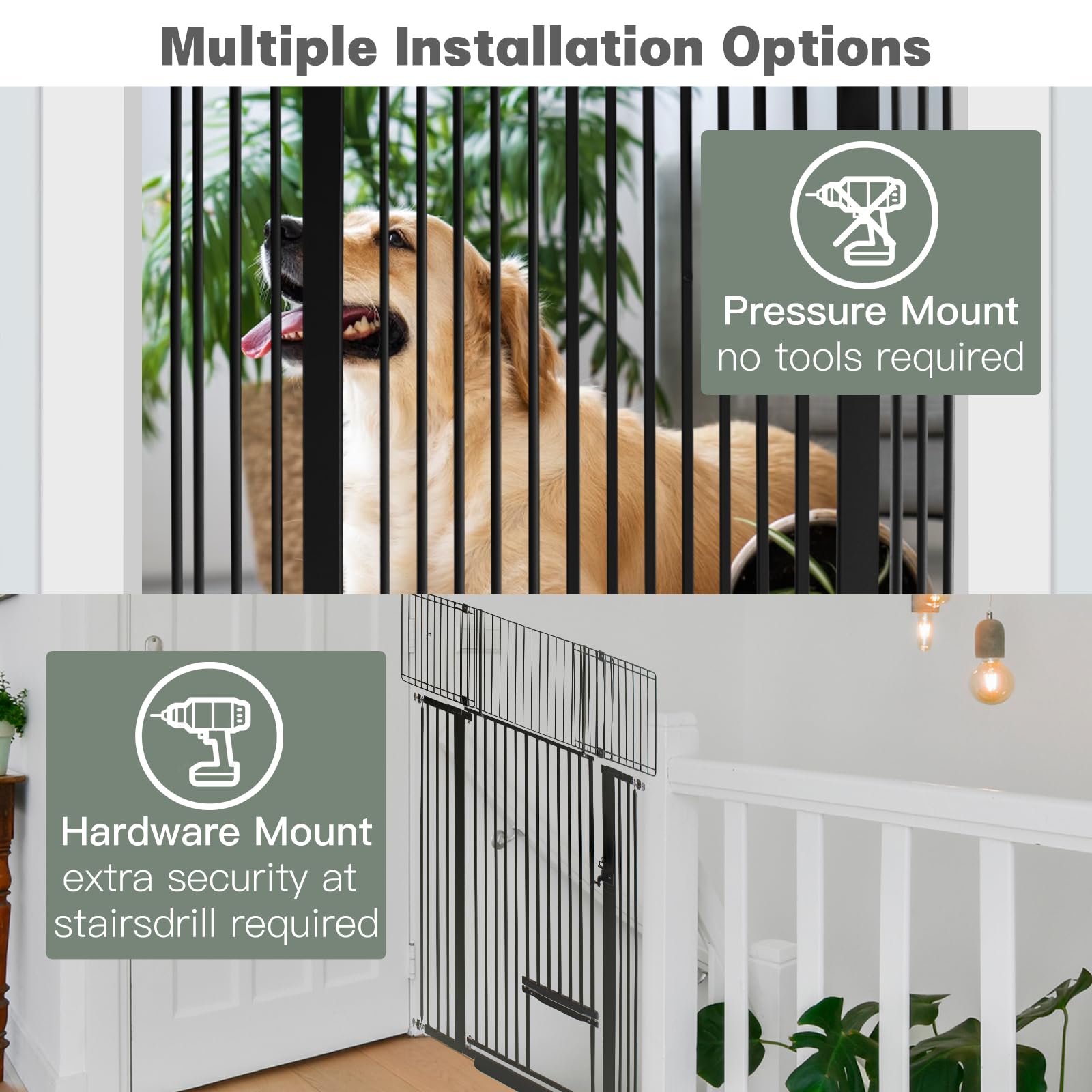 SHYUJAJIE anti-trip bottom ramp design protects floors and stabilizes the gate.
