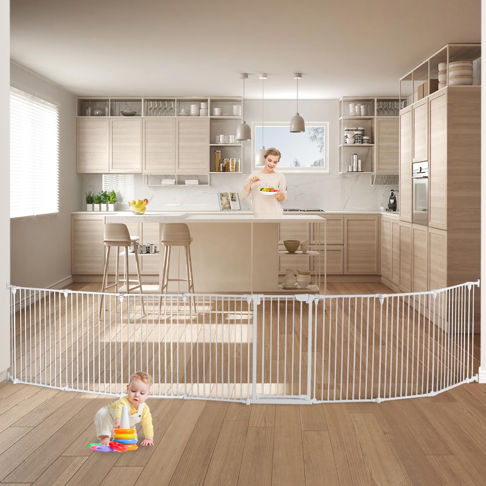 SHYUJAJIE extrawide baby gate with modular panels for wide spaces