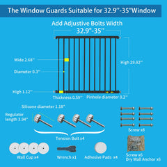 SHYUJAJIE two-panel guard demonstrates adjustable width for versatile window fit
