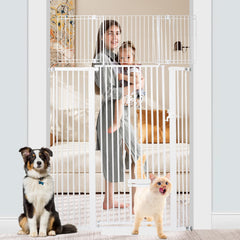 SHYUJAJIE 71-inch extra tall cat gate provides a tall barrier for energetic pets.