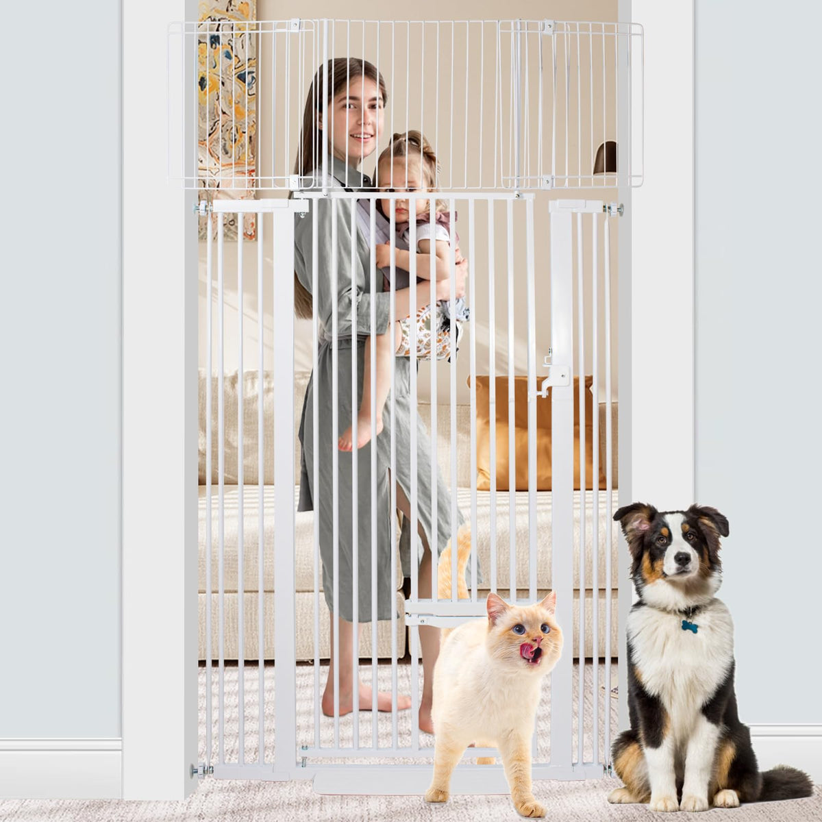 SHYUJAJIE 71-inch gate assembled provides tall barrier for active pets