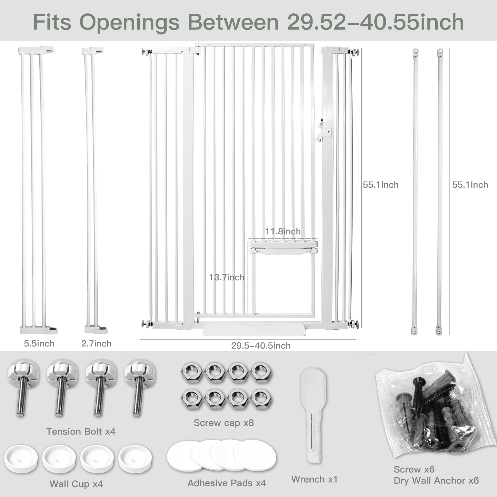 SHYUJAJIE gate extends 29.55–40.55 inches for customizable openings.