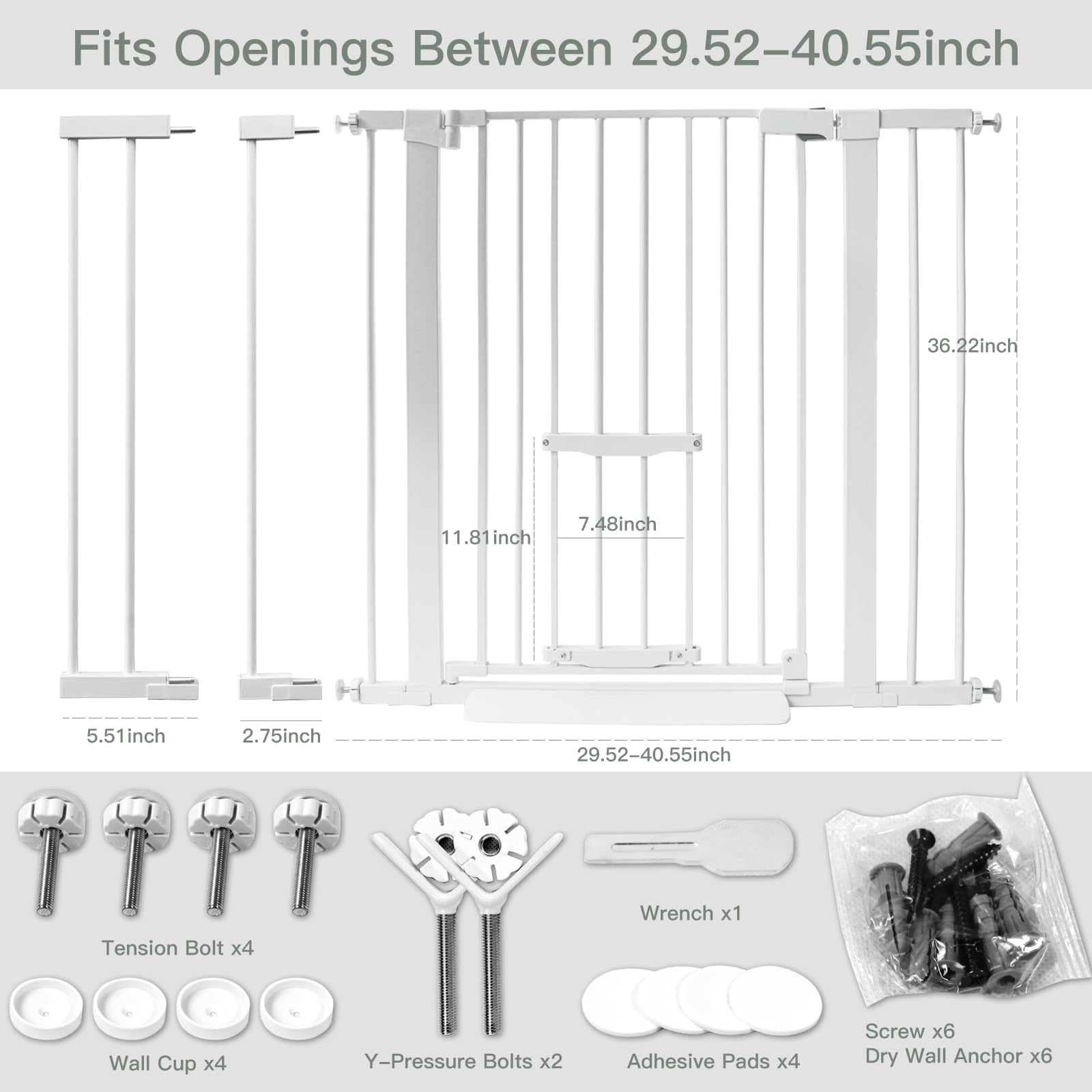 Adjustable width from 29.55 to 40.55 inches for flexible spaces