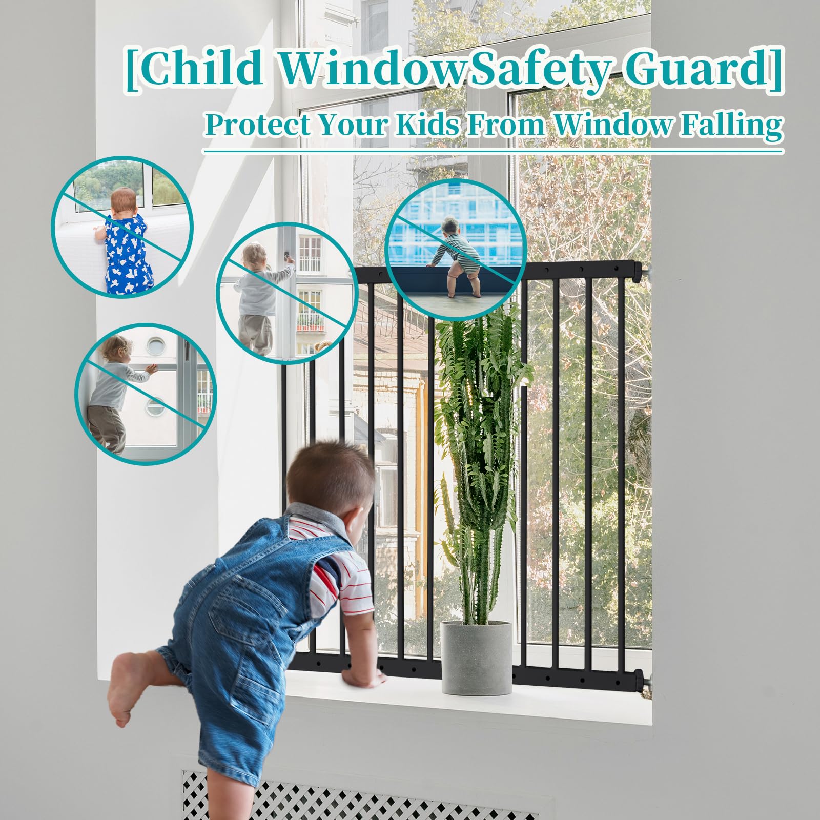 SHYUJAJIE child-safety window bar in black blends with decor.