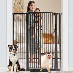 SHYUJAJIE extra tall pet gate, 55 inches, helps keep energetic pets safely contained