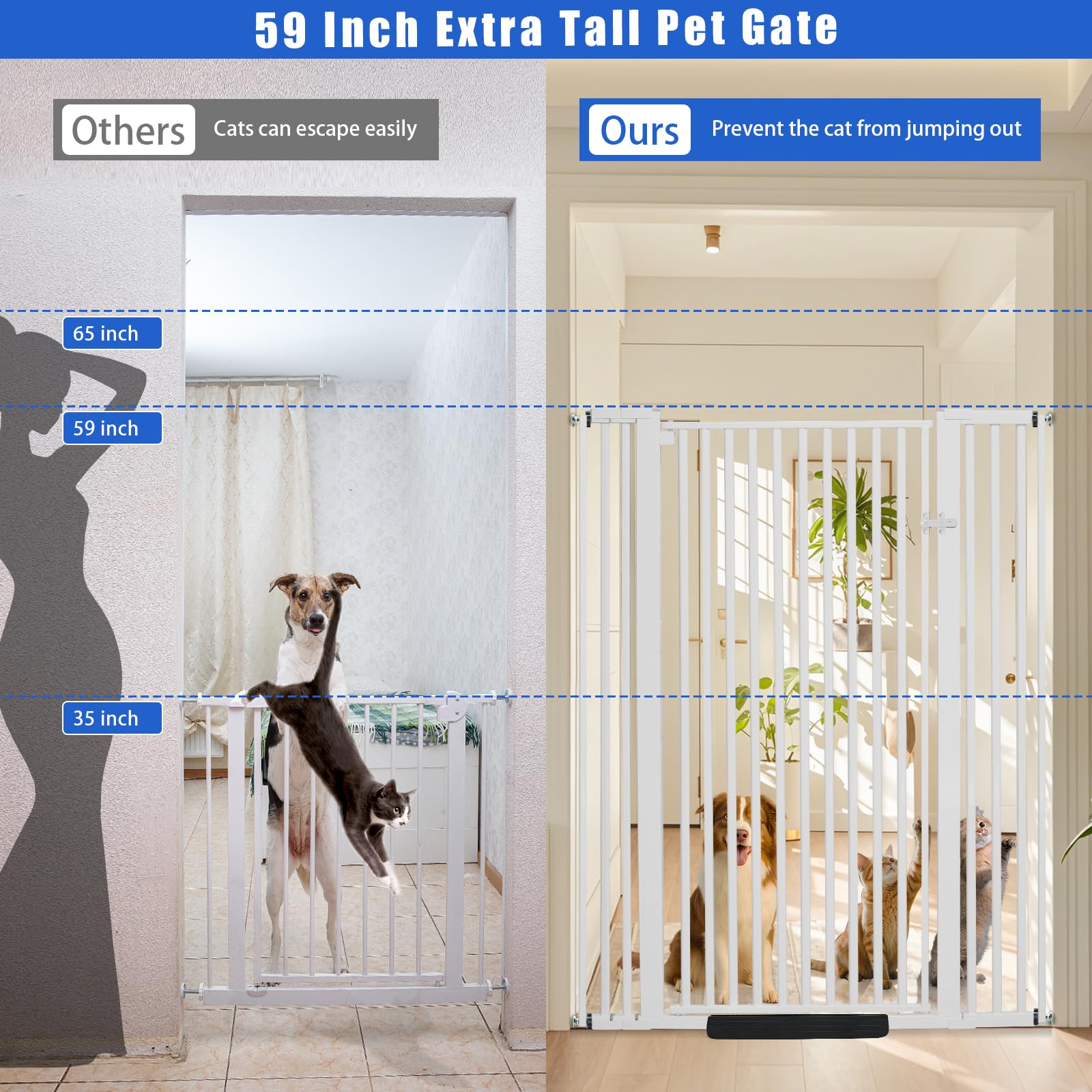 SHYUJAJIE tall pet gate secured without drilling for hallway safety.