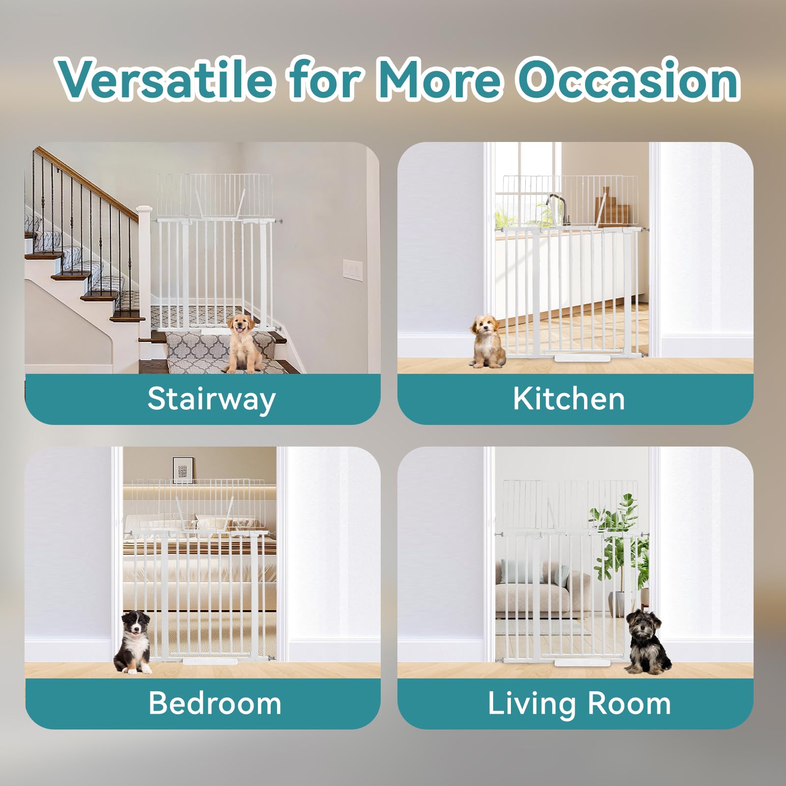 SHYUJAJIE tall gate fits stairs, doorways, and wide openings for versatile use.