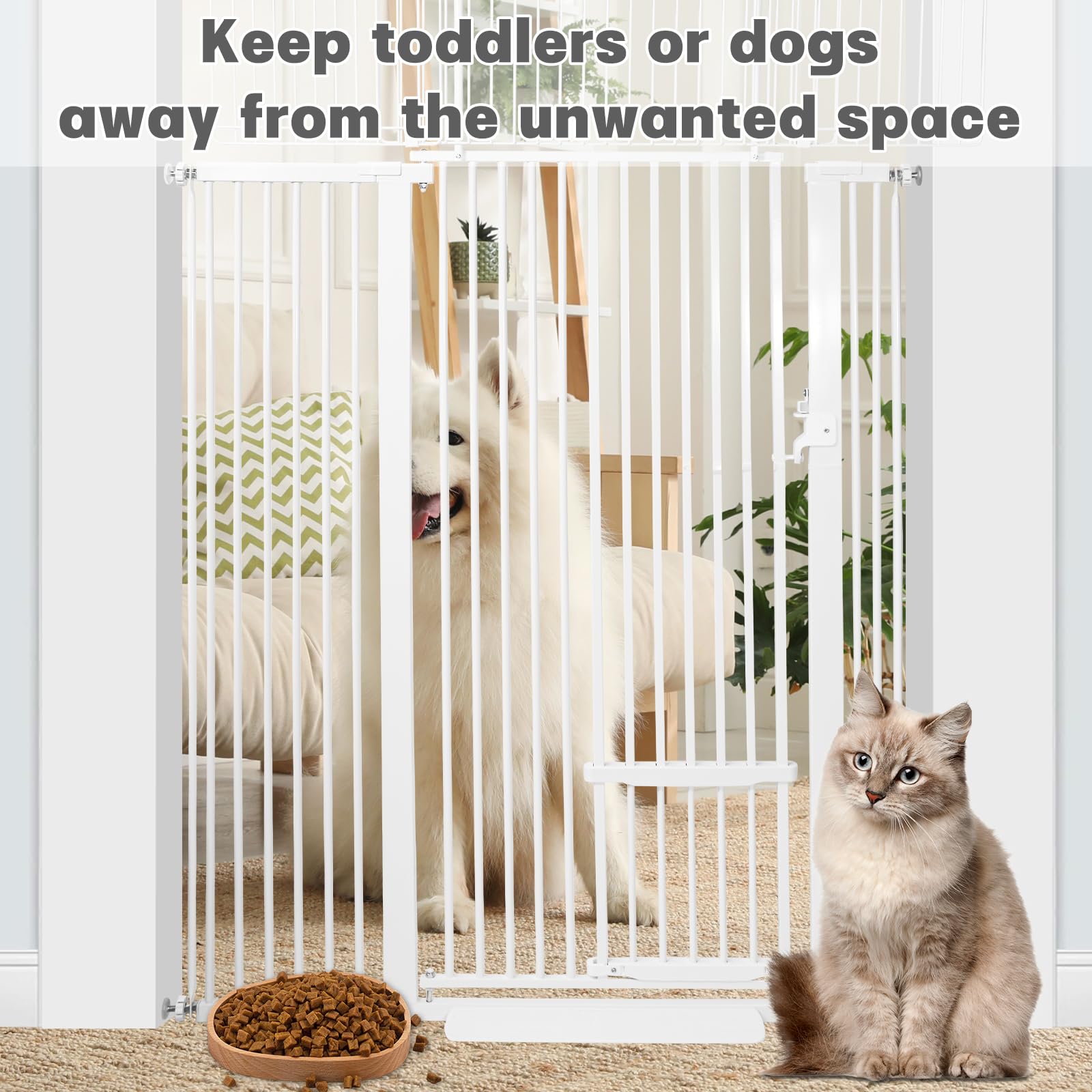 SHYUJAJIE white gate fits doorway decor while keeping pets secure.