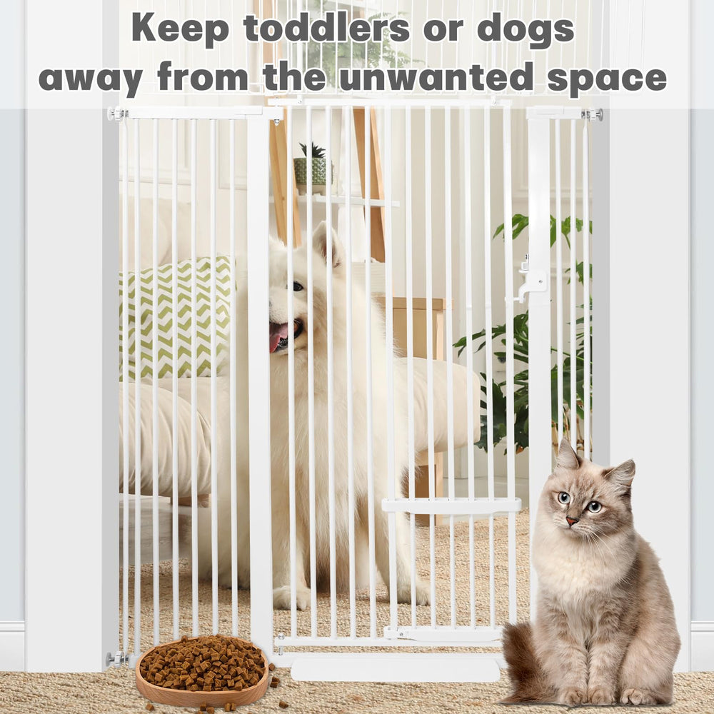 SHYUJAJIE white gate fits doorway decor while keeping pets secure.