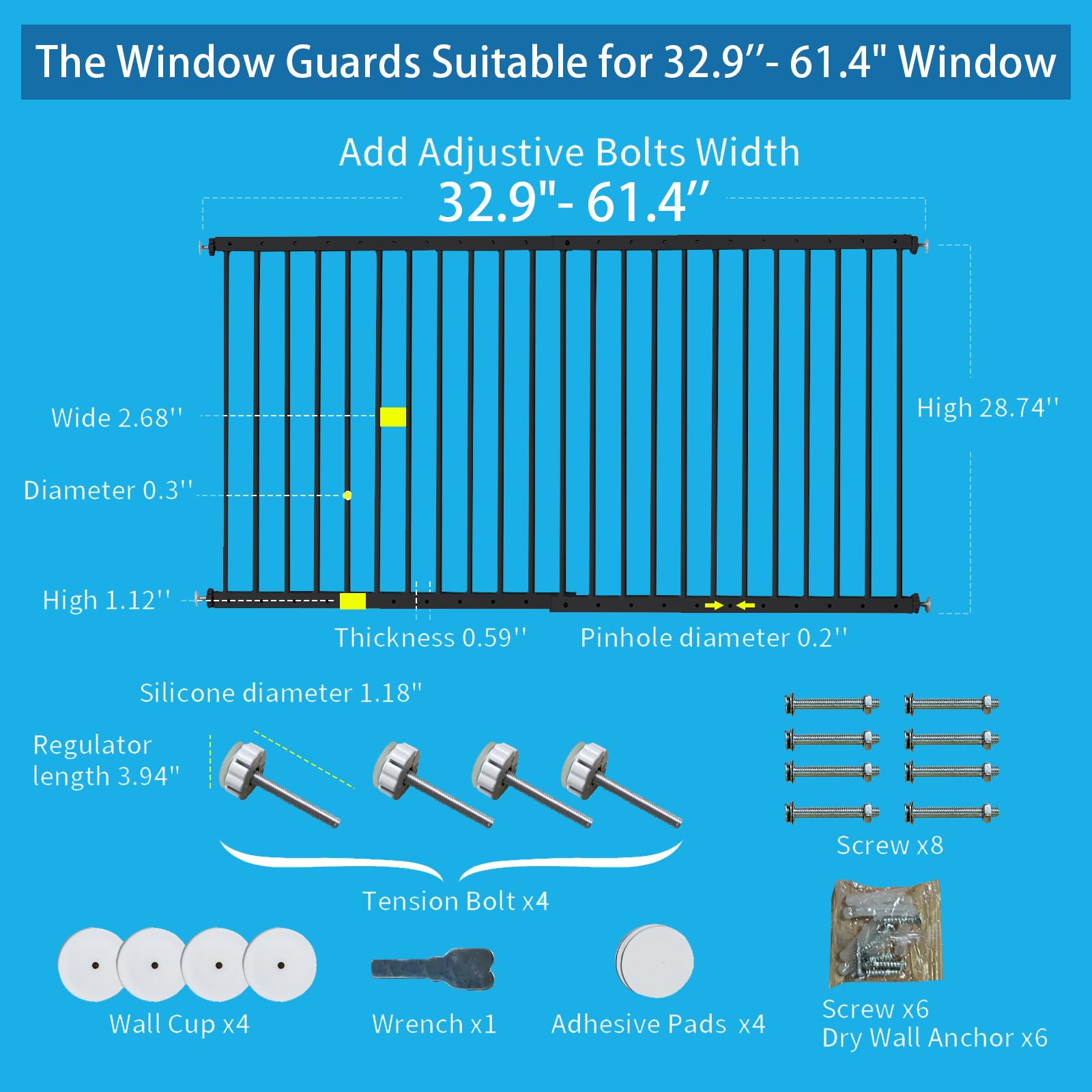 SHYUJAJIE window guard black extended-width design fits many window sizes.
