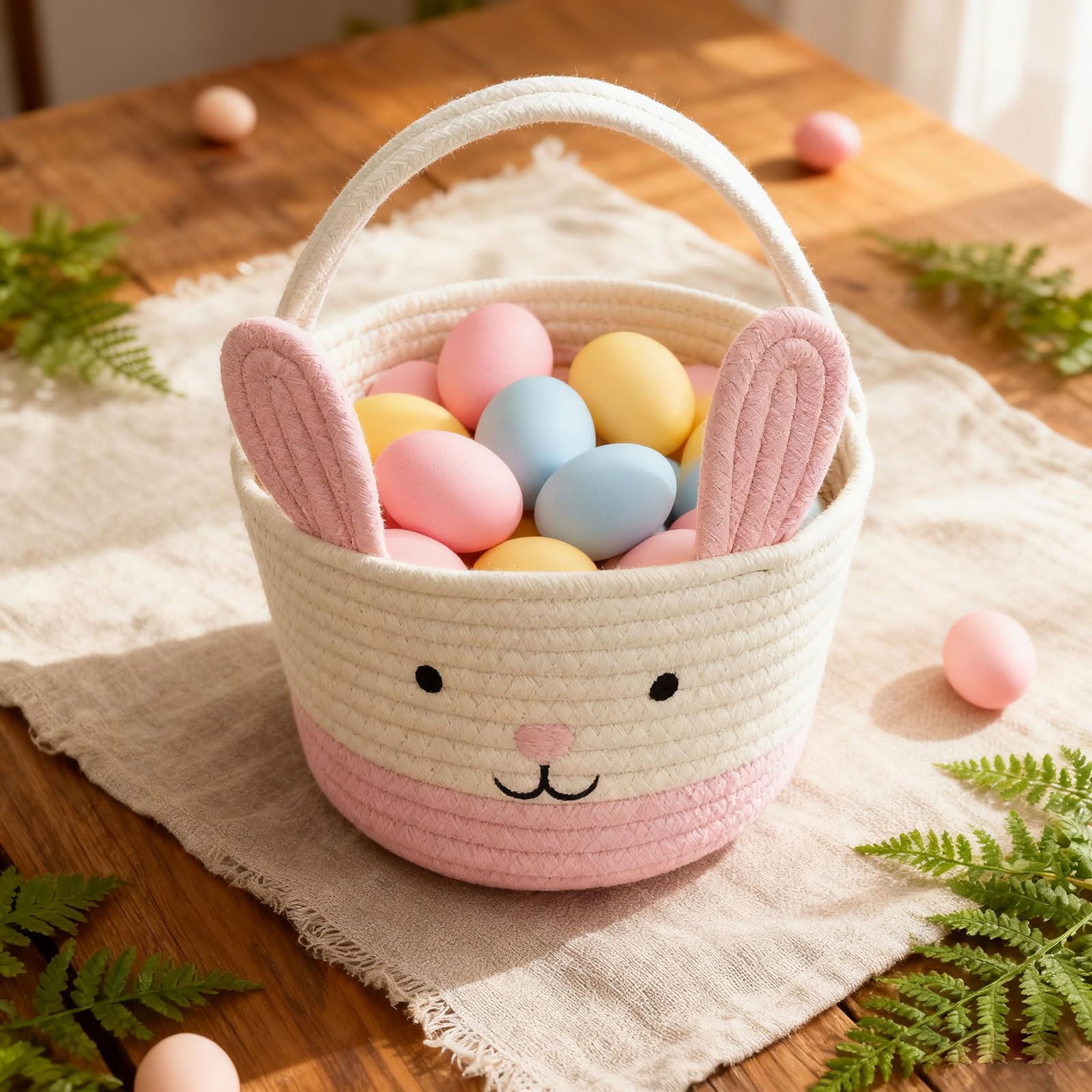 SIAHFNW Cotton Easter basket, durable for repeated use during many celebrations.
