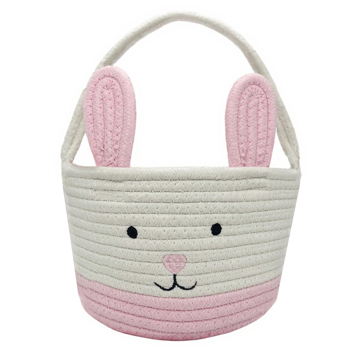 SIAHFNW Easter Basket with pink handle, ideal for egg hunts and carrying gifts.