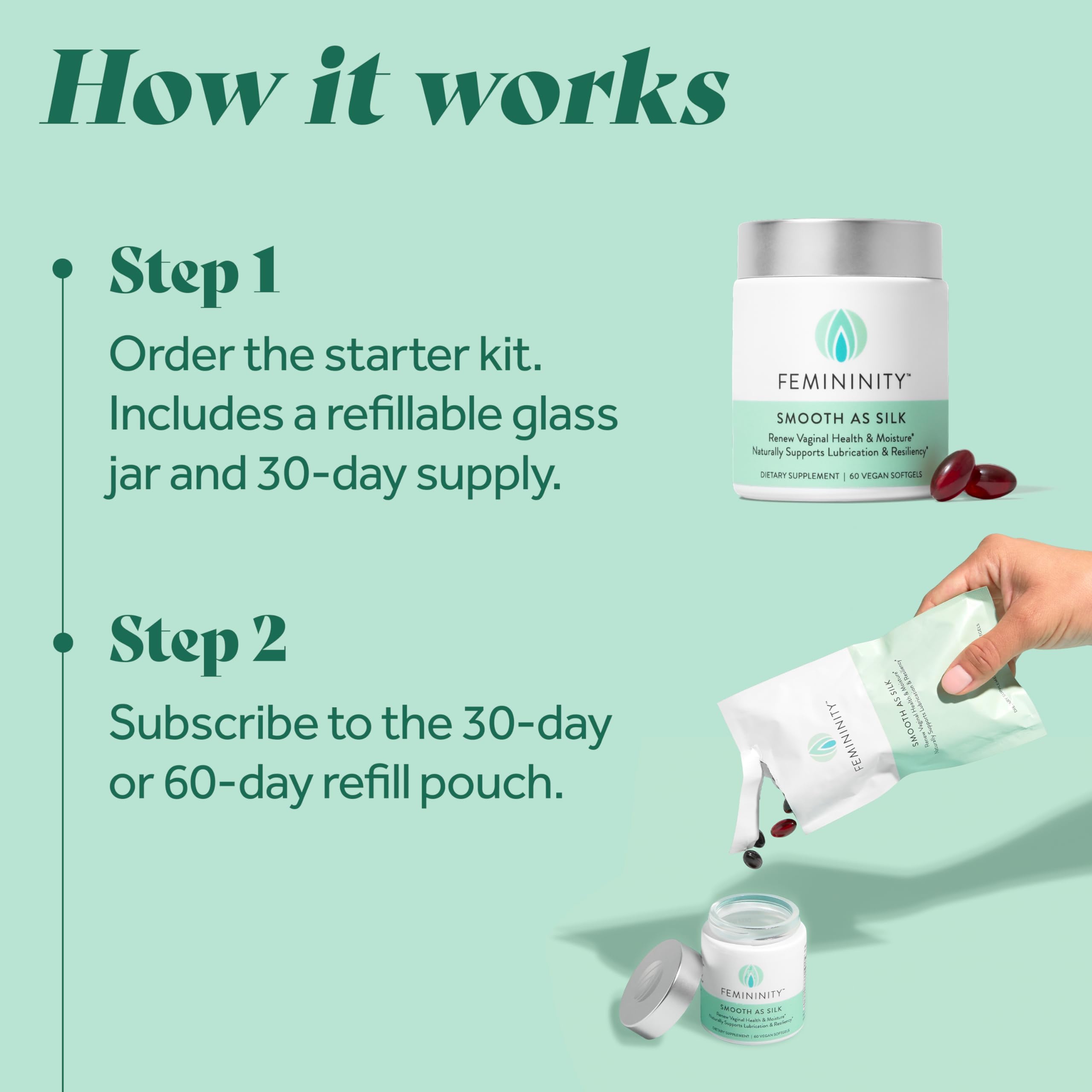 Sibu Femininity Silk packaging on a routine setup suggesting daily use.