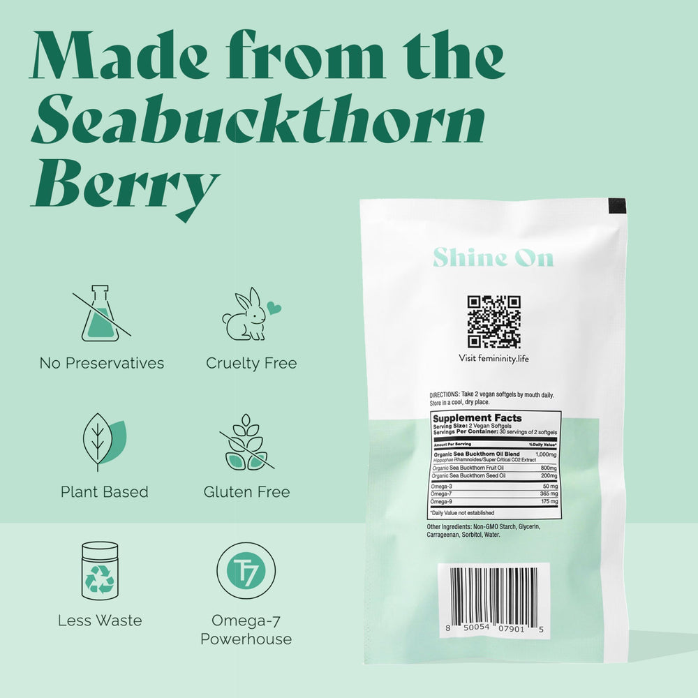 Sibu sea buckthorn berries image implying Omega 7 rich formula.