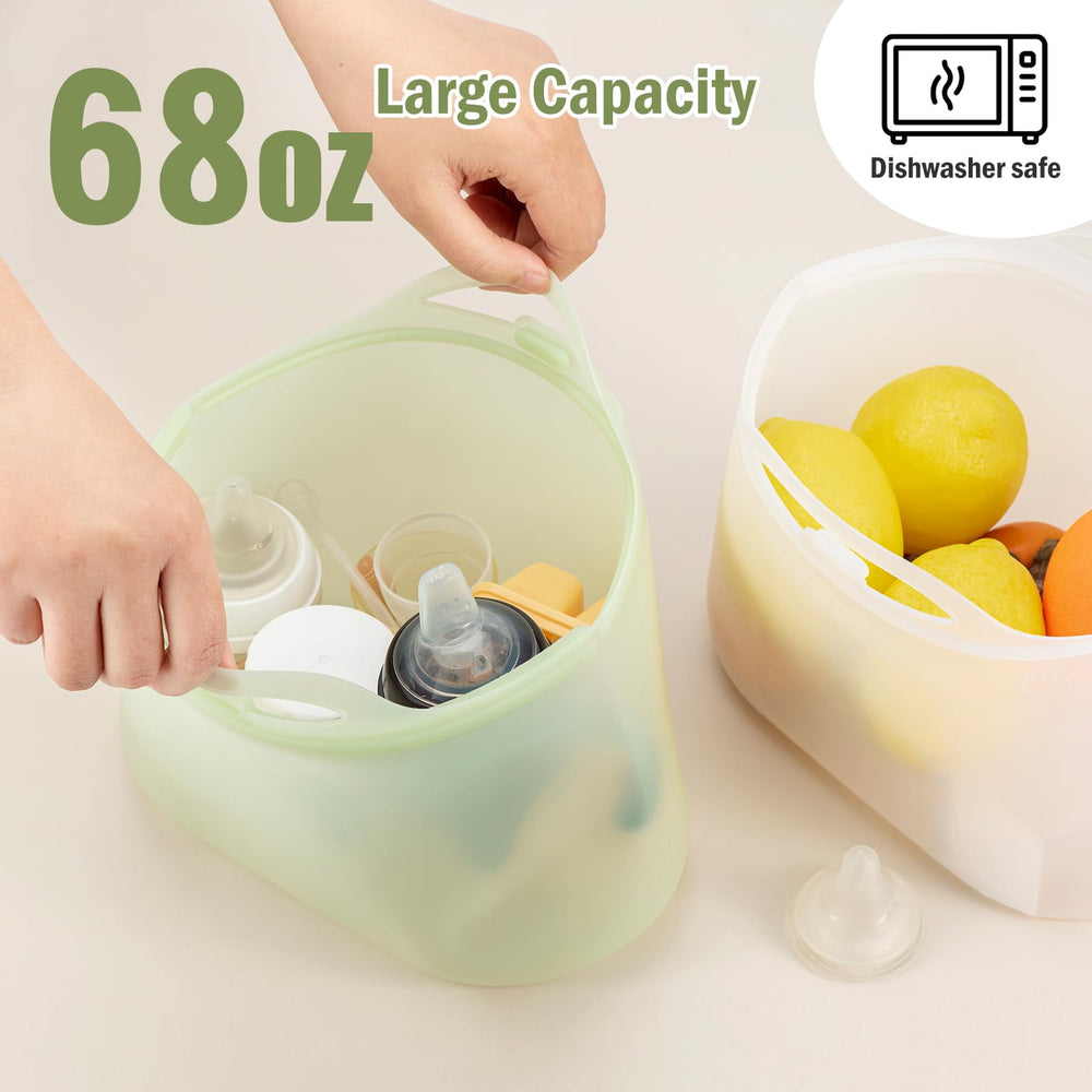 Sicyeast sterilizer bag with baby bottle ready for microwave steam.