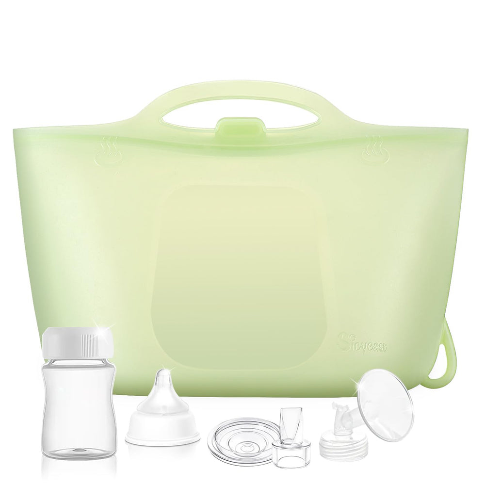 Sicyeast silicone travel sterilizer bag showing 2000ml capacity for multiple bottles.