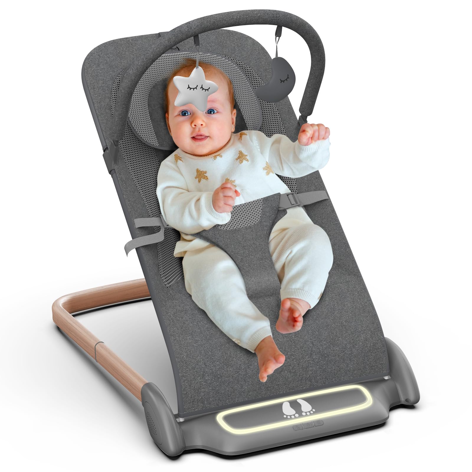 SYCYH baby bouncer seat with toy bar soothing infant during play