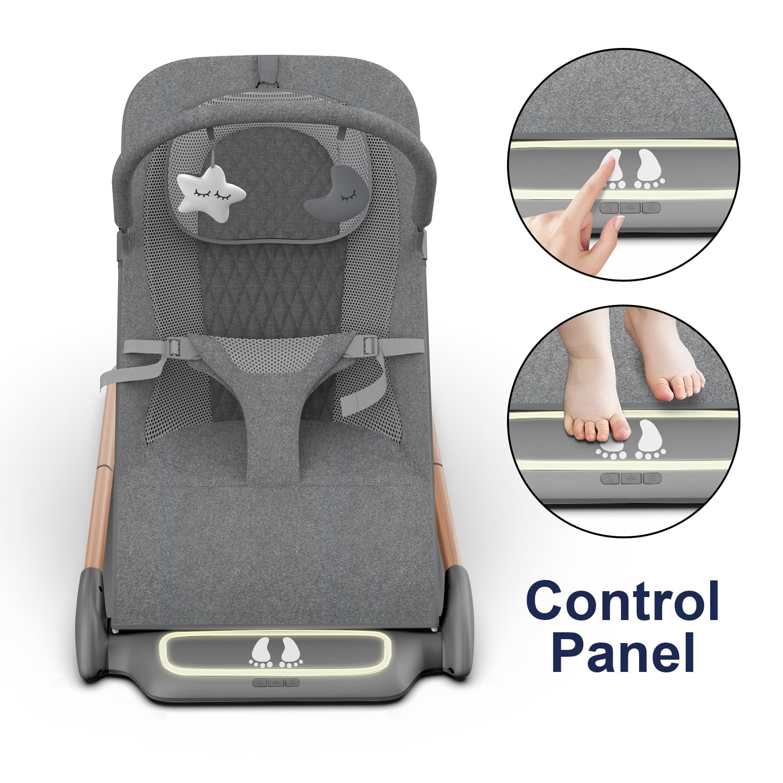 SYCYH bouncer offers music and nature sounds for soothing routines