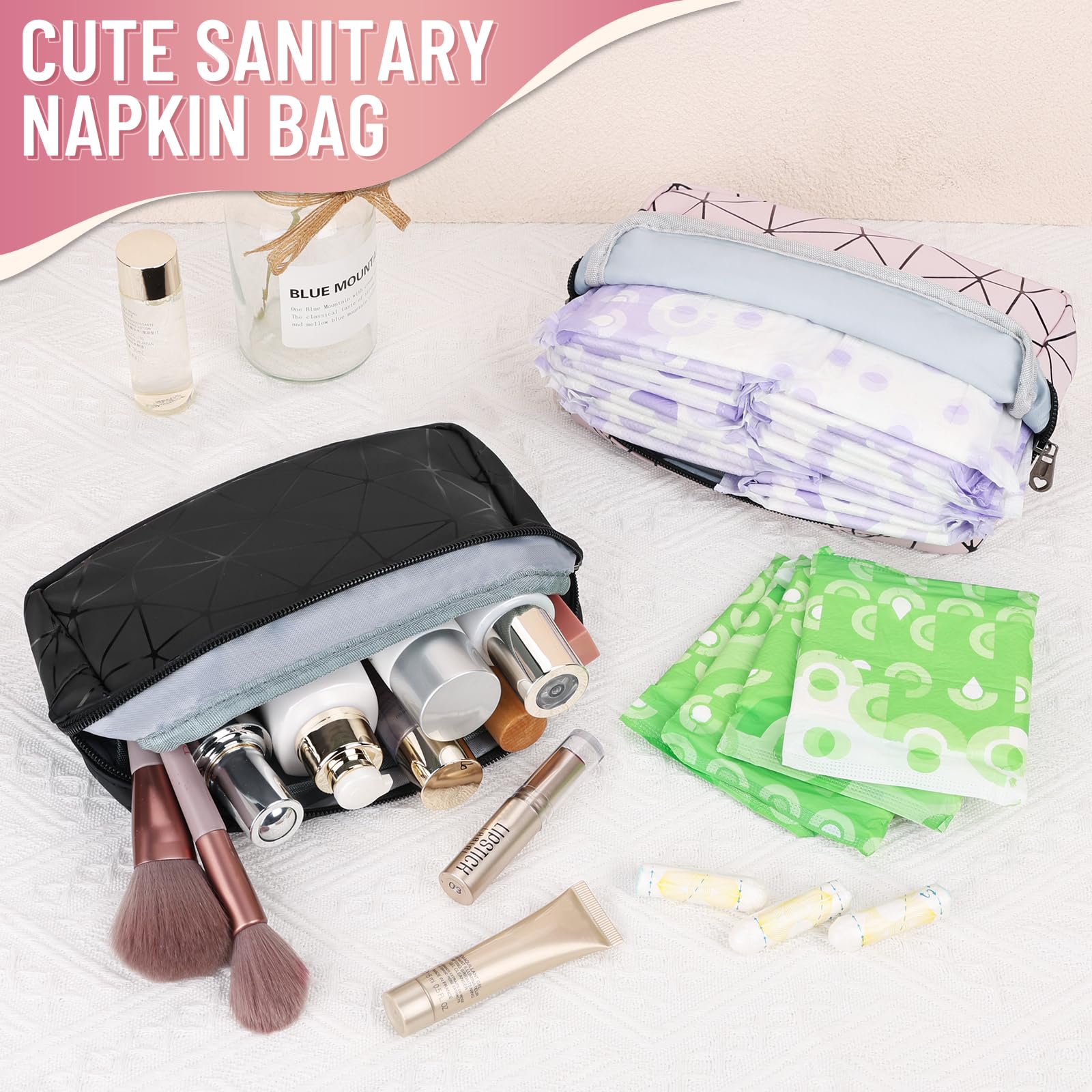SIDESUGAR pad and tampon pouch helps tidy period items at home or away