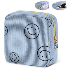 SIDESUGAR period bag in blue corduroy closed for discreet storage